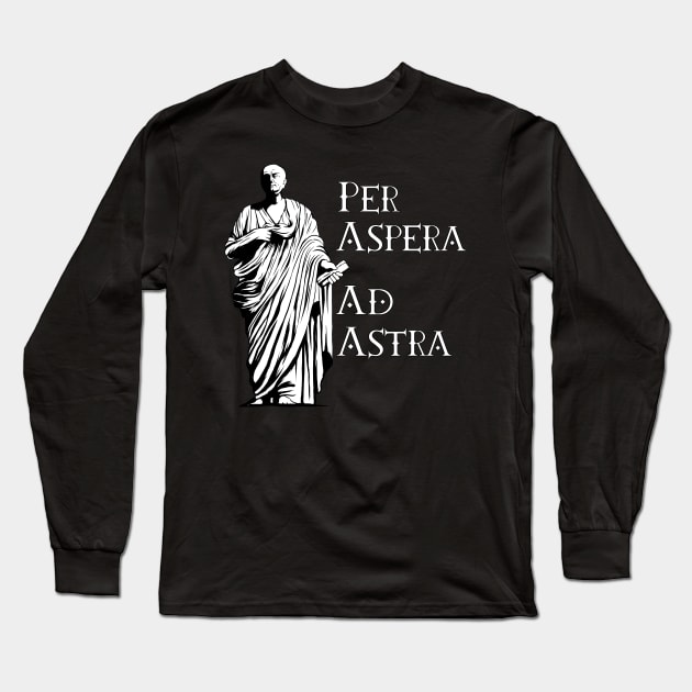 Seneca - Per Aspera Ad Astra Long Sleeve T-Shirt by Modern Medieval Design